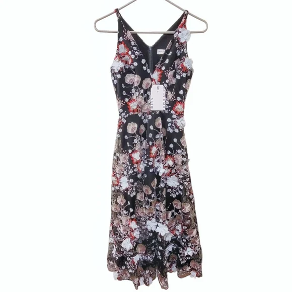 Dress The Population Audrey Embroidered Flora Fit & Flare Dress